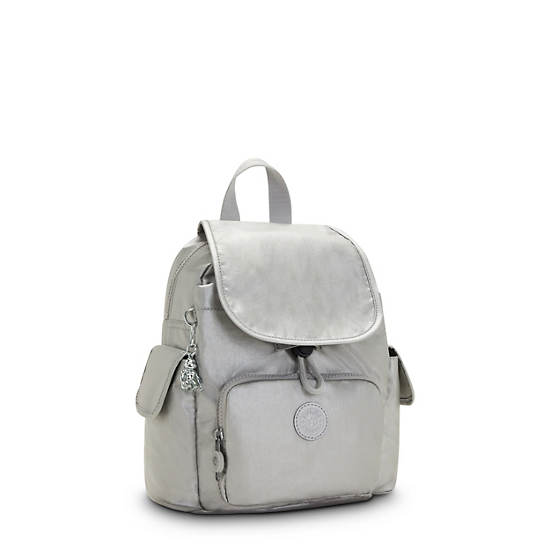 Kipling City Pack Mini Metallic Backpack Rugzak Zilver | België 1195NW